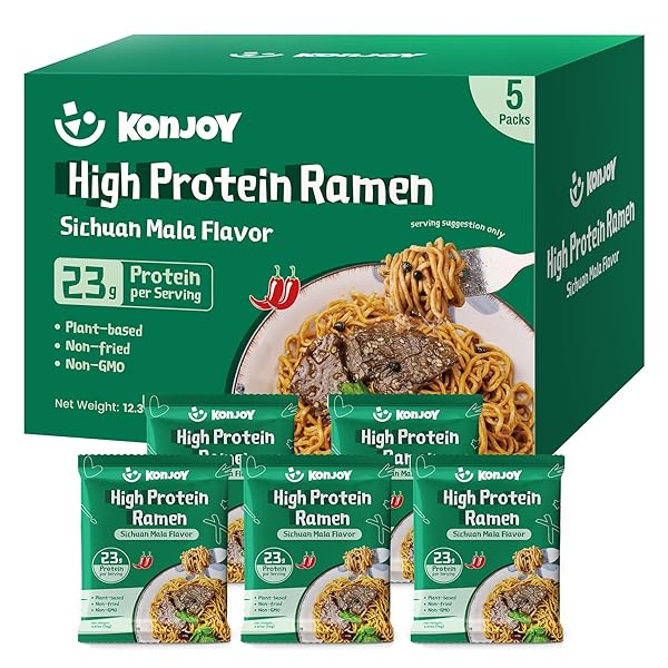 KONJOY HIGH PROTEIN RAMEN (23G), PLANT-BASED VEGAN RAMEN...
