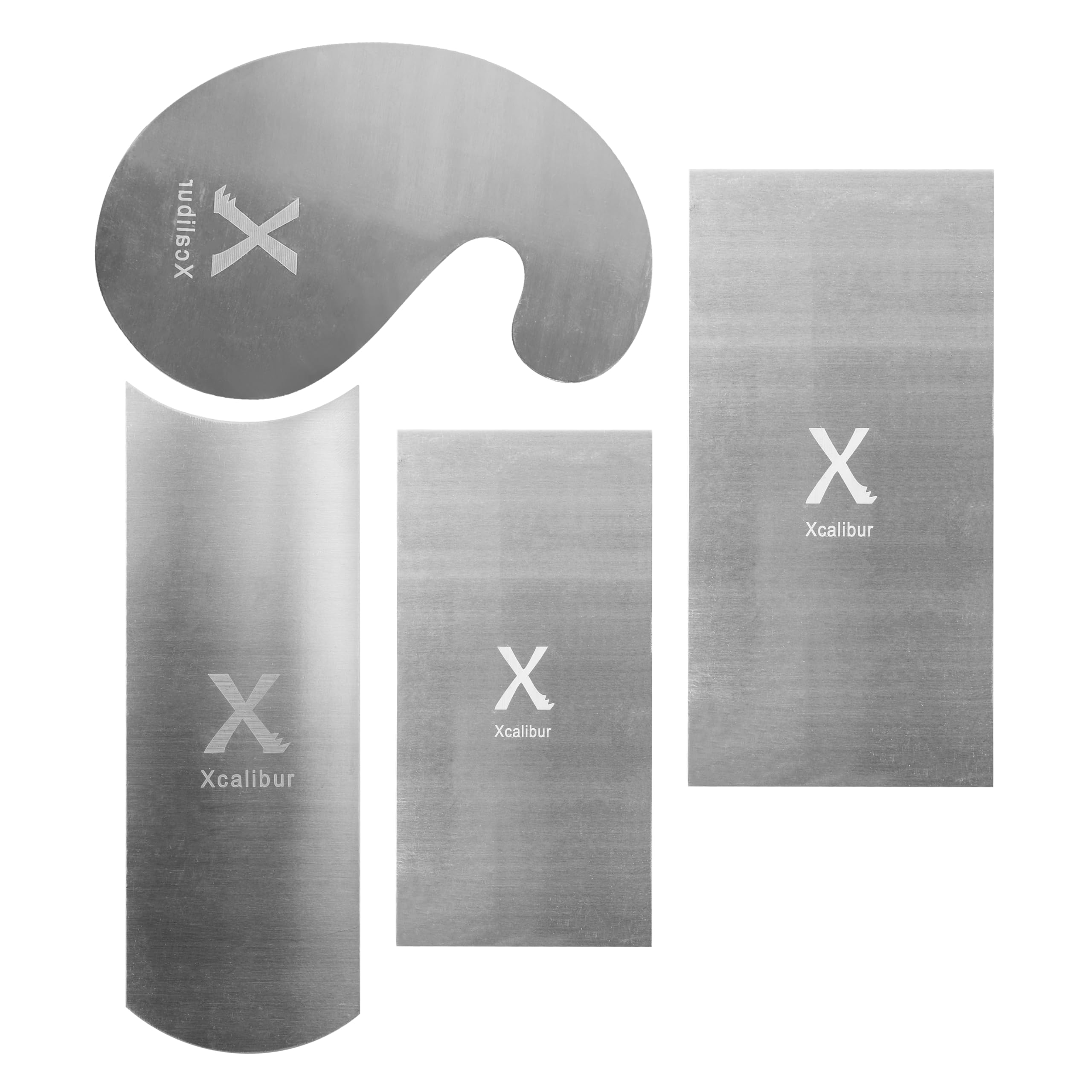 Cabinet Scrapers Set of 4 Shapped Scrapers 2 x Rectangulars, 1 x Gooseneck and 1 x Curved Card Scraper, Shaped for Scraping Wood Alternative to Sandpaper Made by Xcalibur Tooling