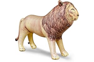 Jet Creations 36” Long Inflatable Male Lion Toy, Desert Tan Lion King of Africa with mane, Realistic Animal Figure for Safari Jungle Party Decoration, Wildlife Photo Prop, Easy to Inflate, 1 pc