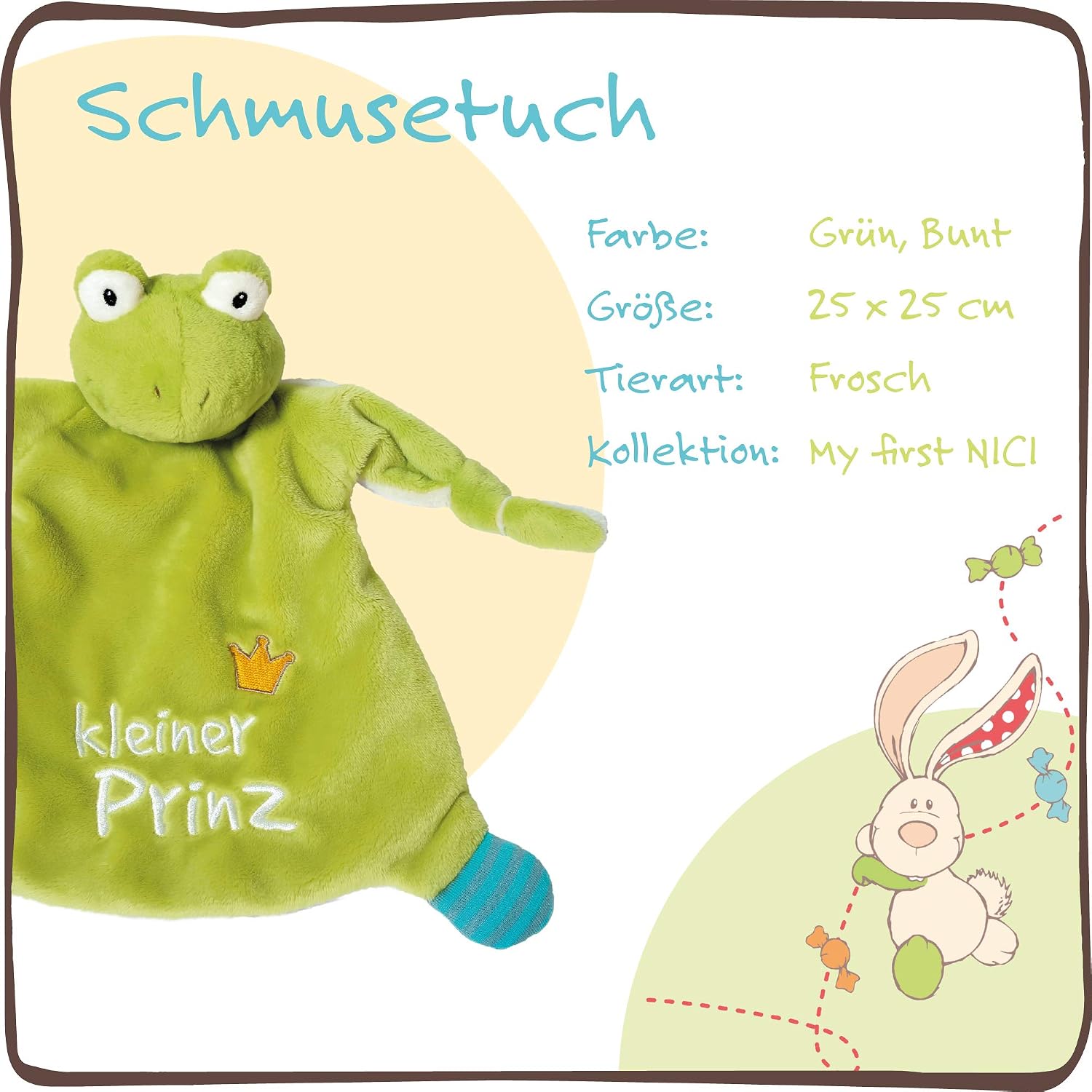 'Nici 40045 Cuddly Blanket Stitched"Le Petit Prince – Frog, Message and Picture 25 x 25 cm - Image 4