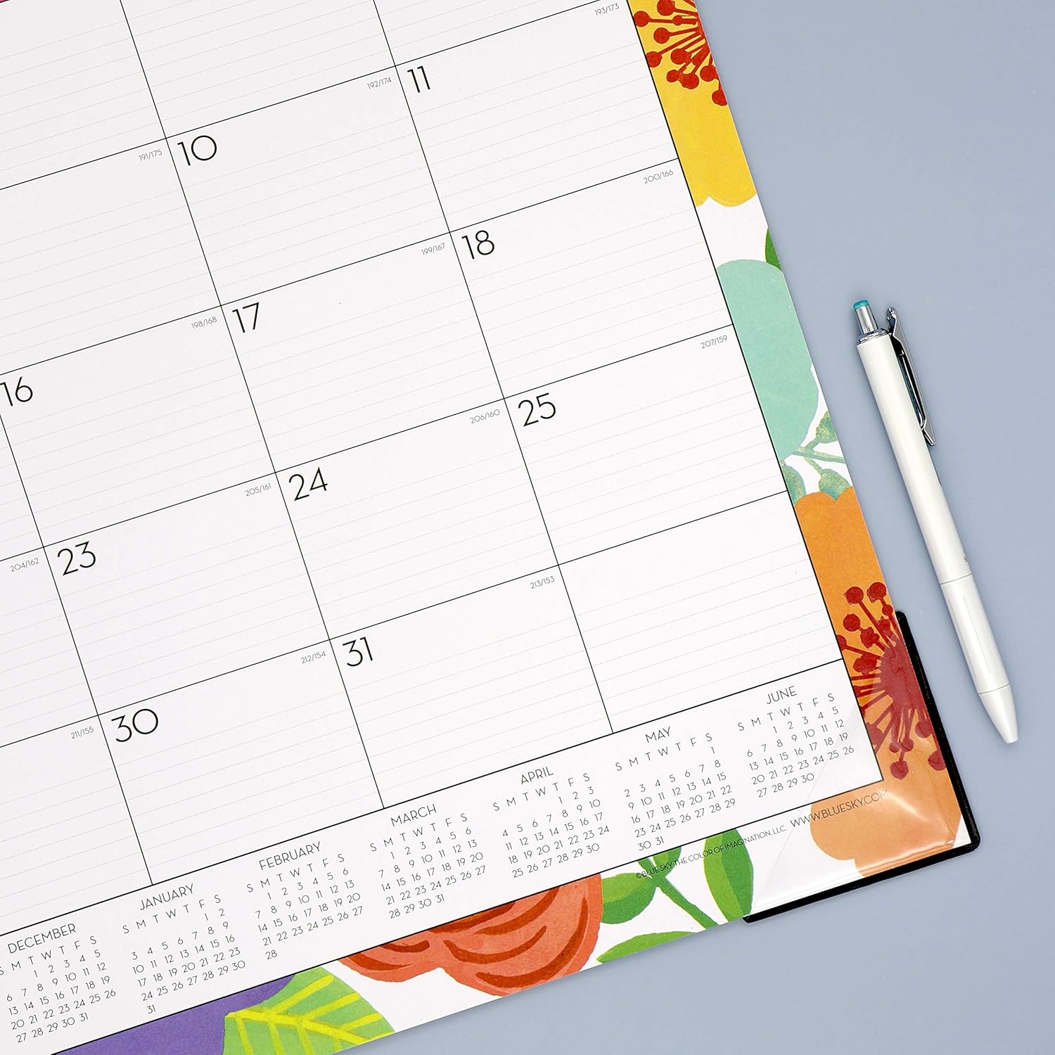 Blue Sky 2020-2021 Academic Year Monthly Desk Pad Calendar, Trim Tape Binding, Two-Hole Punched, Ruled Blocks, 22" x 17", Mahalo : Office Products