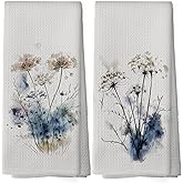 shiviody Vintage Dandelion Kitchen Towels - Rustic Cottagecore Floral Dish Towels, Dandelions Farmhouse Decorative Absorbent Dishcloths Hand Towels Set of 2 for Kitchen Home Decor 16x24 Inches