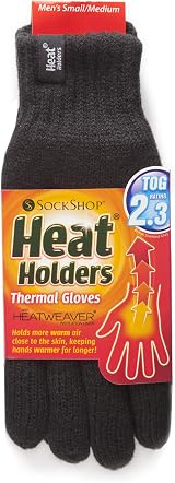 HEAT HOLDERS Mens Thermal Gloves Heatweaver Yarn Black Size S/M 2.3 Tog view 1