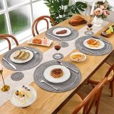 SHACOS 38cm Round Placemats Set of 6 Grey Woven Heat Resistant view 5