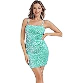 Women's Sequin Dress Sexy Sparkly Glitter Short Velvet Night Out Party Club Adjustable Spaghetti Straps Bodycon Mini Dresses