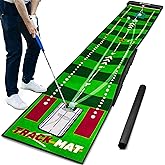 SAPLIZE Golf Putting Mat, Visible Ball Traces, with Putting Alignment Mirror, 20in X 10ft Putting Matt for Indoors, Putting G