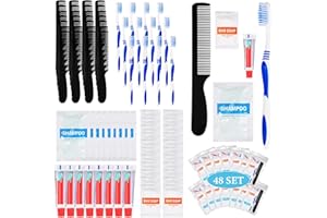 48 Sets Toiletry Kits Homeless Personal Hygiene Bulk Homeless Care Package Supplies, Disposable Travel Size Essential Women M