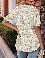 KISSMODA Women's Tunic Tops Casual V Neck Short