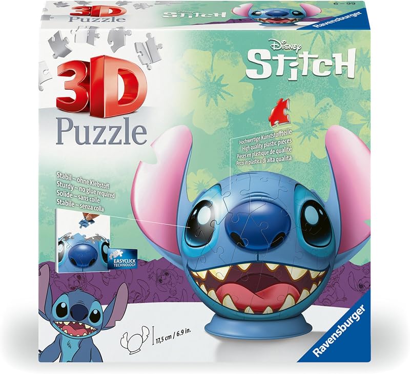 - Puzzle 3D Stitch con orecchie 77 pezzi, Puzzle 6+ anni