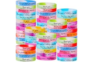 60 Pcs Inspirational Wristbands Bulk Gifts for Students Motivational Silicone Rubber Band Bracelets Thank You Gifts for Cowor