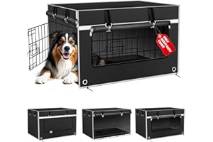 Bethshaya Dog Crate Cover 42 Inch Heavy-Duty Tear-Resistant – Insulated & Chew-Proof Dog Kennel Cover Blends with Home Decor, Compatible with Wire Crates & Cages, Black