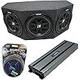 Harmony Audio Kicker Bundle C12 Comp Triple 12" Loaded Subwoofer 1800 Watt Sub Box Enclosure HA-A1500.1 Amplifier