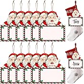 Cinnvoice 12 Pack Santa Claus Christmas Stocking Name Tags Hohoho Wooden Stocking Labels Gift Tags Santa Hanging Ornament with Rope Red Berry Wooden Name Tag for Xmas Holiday Decoration