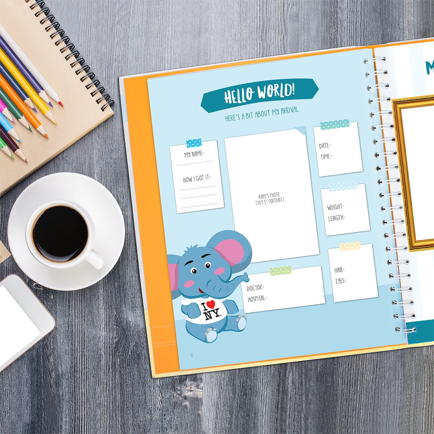 KiddosArt Baby Memory Book. Keepsake Journal, Scrapbook, Photo Album. Record Your Girl or Boy Memories and Milestones of The First 5 Years on 72 Beautiful Pages. 12 Monthly Stickers Included. : Baby