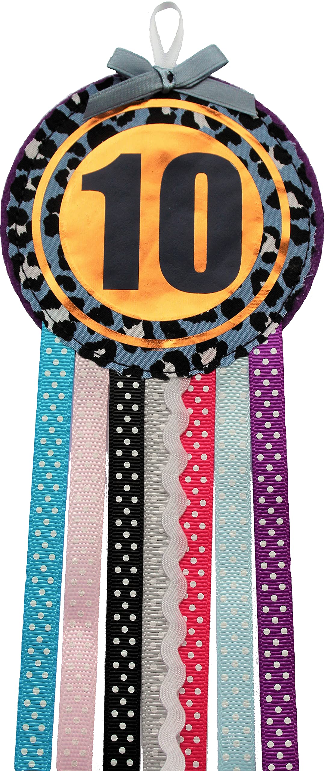 Ditsy Rosettes Leopard Birthday Rosette Badge - Teenage, Age 10, 11, 12, 13, 14, 15, 16 - Perfect Party Gift card – Birthday Boy, Girl, Teen (Age 10)