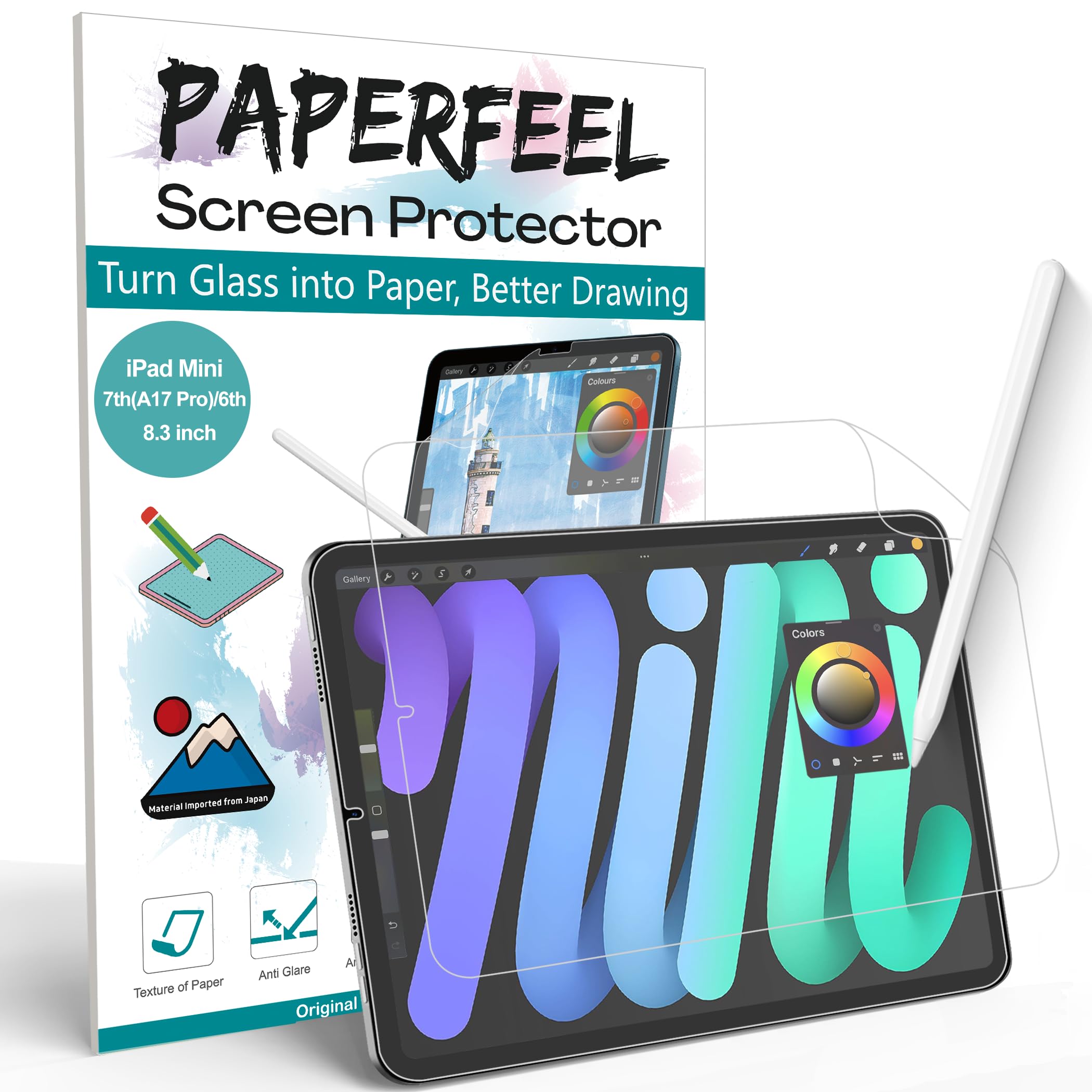 PAPERFEEL 2 Pack Screen Protector for iPad Mini A17 Pro/7th /6th (2024/2021, 8.3 inch), Matte Paper Screen Protector for iPad Mini 7/6 for Writing, Drawing - Anti-Glare/Anti-Fingerprint
