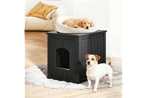 Fancyango Outdoor & Indoor Dog House for Weatherproof and Stylish Furniture, Dog House Outdoor, Multi - Use for Small and Medium Dogs (Classic Black, 22.8" L × 17.7" W × 21.7" H)