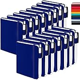 feela 15 Pack Pocket Small Notebooks Bulk, Mini Cute Notepads Hardcover College Ruled Lined Journals with Pen Holder for School Business Memos, with 15 Black Pens, 3.5”x 5.5”, A6, Navy