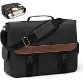 RAINSMORE Messenger Bag for Men 15.6-17.3 Inch Canvas Laptop Bag | Water-Resistant Canvas Briefcase with Multiple Compartments, Vintage Computer Satchel Bag for College, Travel, Work