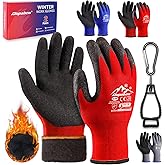 Nopaben Winter Work Gloves for Men with Grip, Thermal Work Glove for Cold Weather, 2 Pairs Safety Work Glove with Touchscreen Gloves & Clip,Insulated Work Gloves for Men(L)