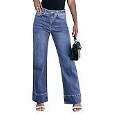 luvamia Wide Leg Jeans for Women High Waisted Flare Trendy Stretchy Denim Pants Baggy Classic Trouser Jeans with Pockets
