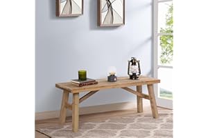 Sawmill Long Wood Bench, 43" Farmhouse Entryway Bench for Living Dining Room, Rustic Entry Way Benches Seat, Solid Wood, Hand