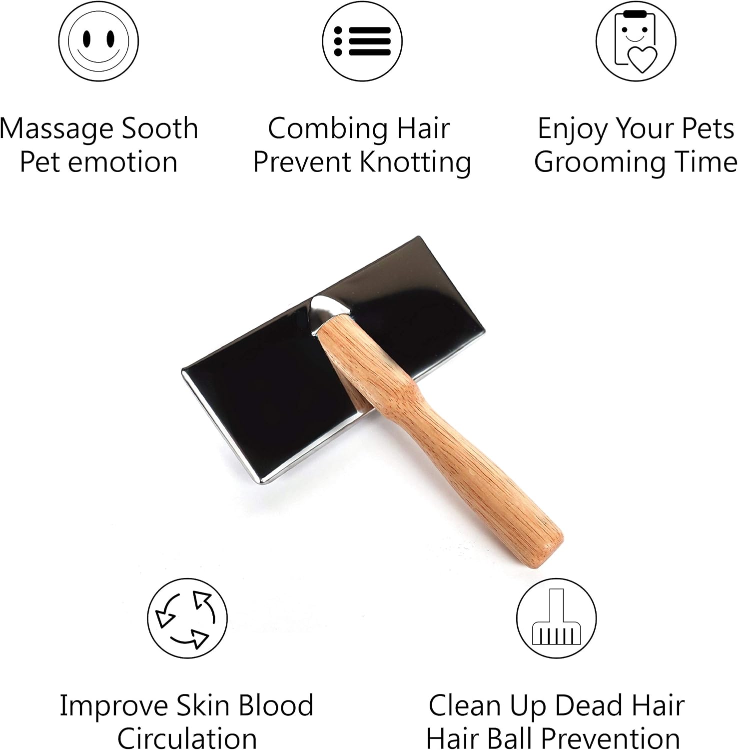 Claw Claws Pet Slicker Brush for Small Dogs and Cats Wooden Handle with Stainless Steel Soft Pins, Gently Remove Tangled Hair - Image 5