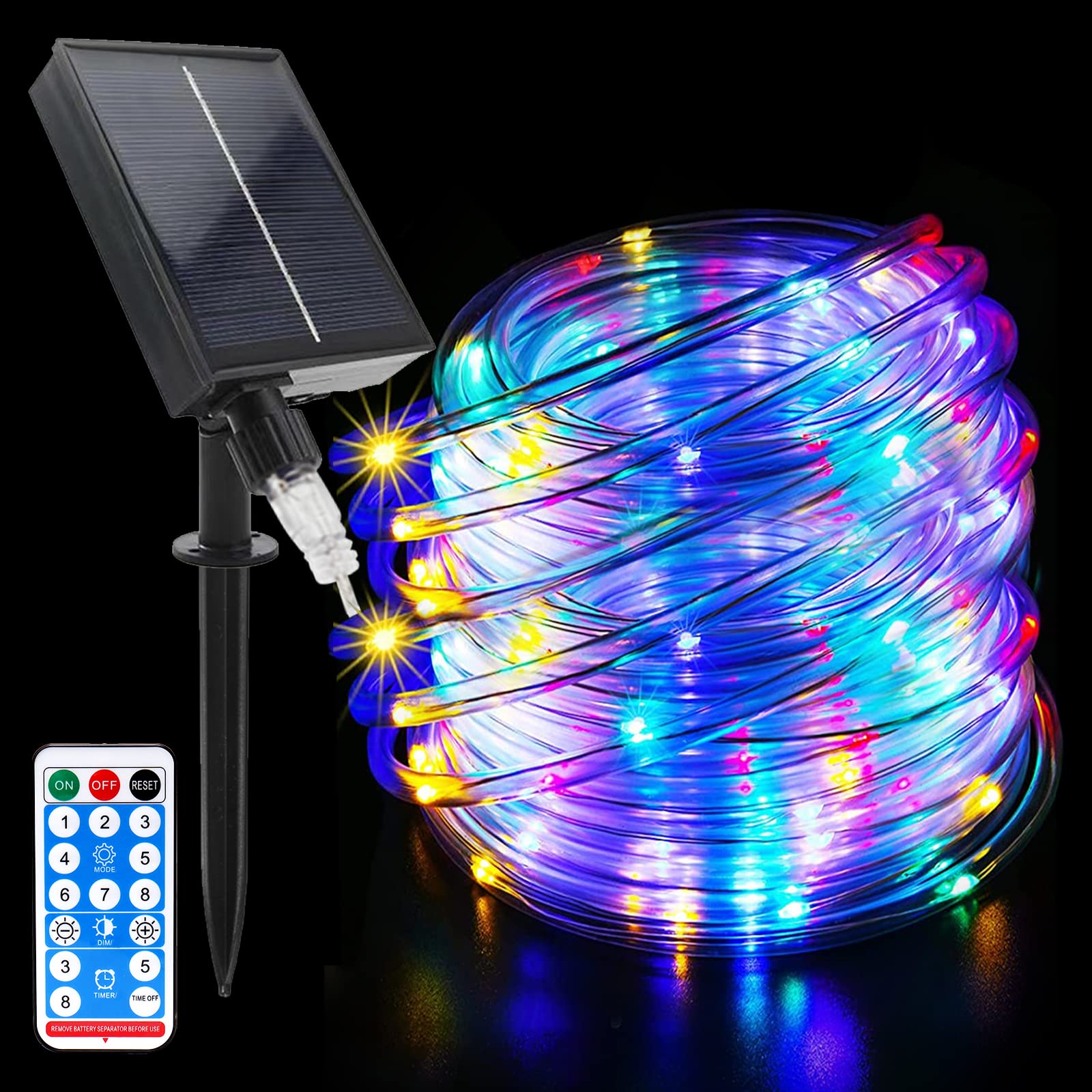 Acxilexy Solar String Lights Outdoor, 66 FT 200 LED Tube Fairy String Lights, Waterproof String Light with 8 Modes, Remote Control, Ideal for Indoor Outdoor Party Christmas Decoration