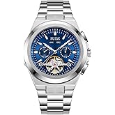 RUIGE New Hollowed Out Men's Fully Automatic Mechanical Watch Stainless Steel Multifunctional Fashionable Men's Night Light Waterproof Trend Watch A9-3