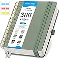 EMSHOI Spiral Graph Paper Notebook - 300 Pages, 100 GSM Thick Grid Notebook, A5 Small Hardcover Leather Journal for Women Men Writing Engineering Graphing, 5.7" x 8.22", Light Green