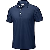 TACVASEN Mens Polo Shirts with Pocket Mens Golf Shirt Short Sleeve Performance Dry Fit Golf Work Athletic Polos