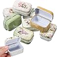 WRITWAA 8 Pcs Vintage Tin Jewelry Boxes with Lids, Assorted Flower Design, Small Metal Trinket Organizer for Jewelry, Gifts, and Storage