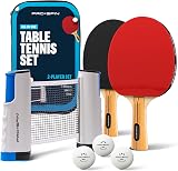 PRO-SPIN Portable Ping Pong Set with Retractable Net 2-Player Red