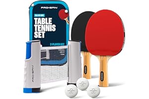 PRO-SPIN Portable Ping Pong Set with Retractable Ping Pong Net for Any Table, All-in-One Table Tennis Set with Ping Pong Padd