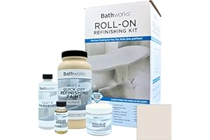 Bathworks DIY Quick Dry Almond Bathtub & Tile Refinishing Kit w/Non-Slip Protection; 22 oz; Fast 12 Hour Dry time; Tub; Tile; Wall Surround; Sink; High Gloss Resin Finish (Almond)