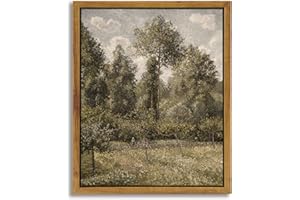 InSimSea Framed Canvas Prints Art Vintage Decor, Home Decor Poplars in Garden Classical Oil Painting Canvas Prints, Rustic Wall Decor for Bedroom Bathroom Decor Wall Art Office Decor, 8"x10"
