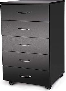 Amazon Com 7 Drawer Wood Filing Cabinet Mobile Storage Cabinet For Closet Office Black Color Classic File Cabinets Storage Filing Cabinet For Home Office Anti Tilt Structure Office Products