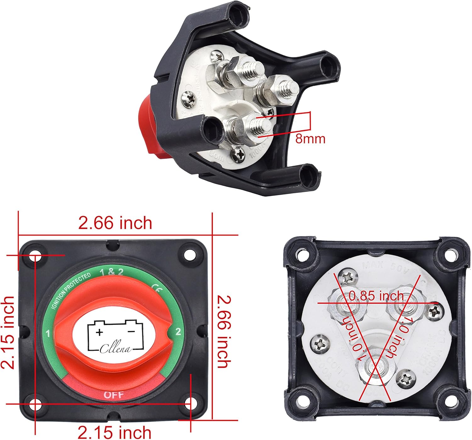Cllena Dual Battery Selector Switch for Marine Boat Rv Vehicles: Automotive