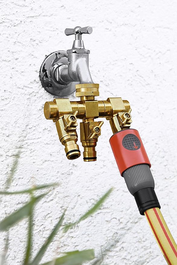 UPP Products Wasserverteiler 3 Wege für 1/2' und 3/4' Anschlüsse / Wasserhahnanschluss / Wasserhahnadapter