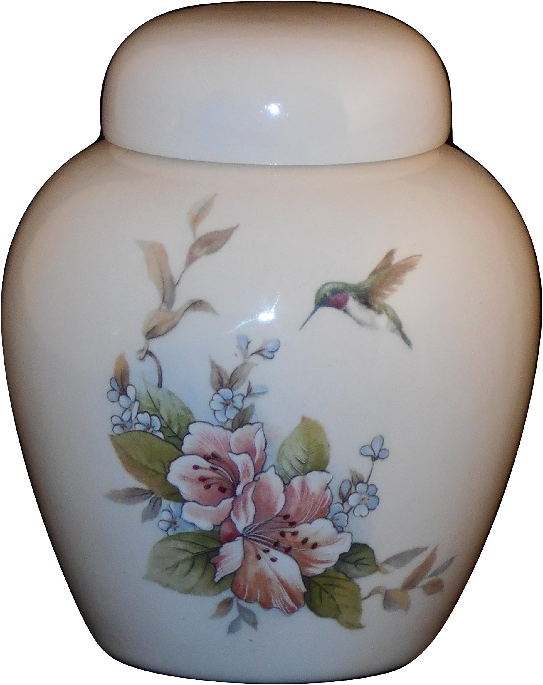 Flower with Hummingbird Urn- Floral Cremation Urn or Keepsake for Ashes - Hand Made Pottery