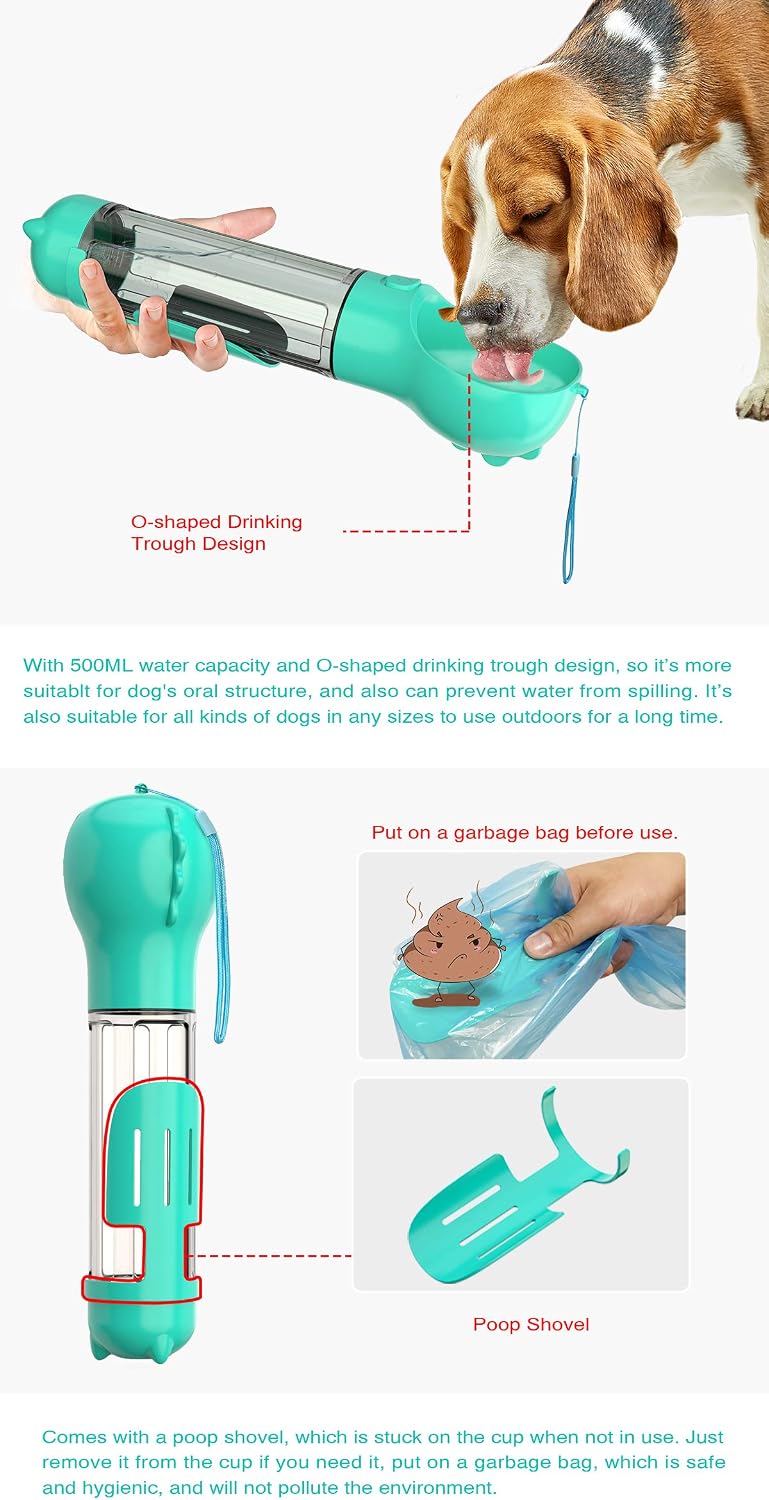 KZLLYJ Dog Water Bottle 500ml, Dog Travel Water Bottle with Dispenser Drinking Bowl - Image 5