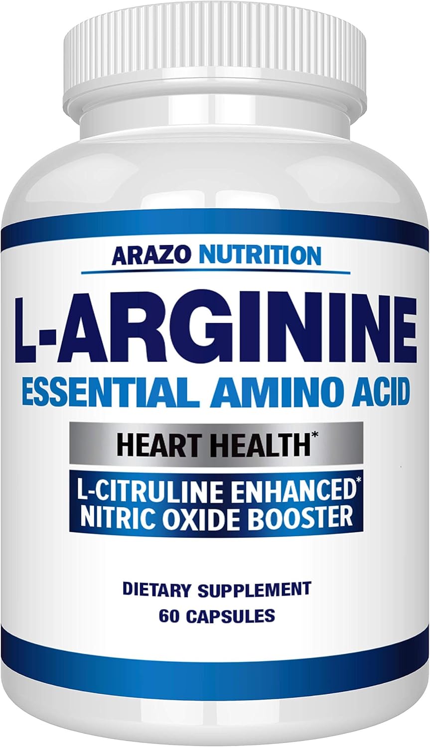 Amazon Com Premium L Arginine 1340mg Nitric Oxide Booster With L Citrulline Essential Amino Acids For Heart And Muscle Gain Nitric Oxide Boost Supplement For Endurance And Energy 60 Capsules