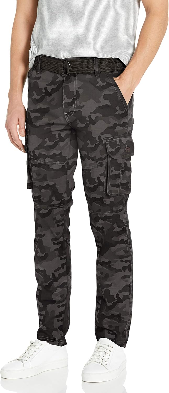 Southpole Men's Jogger Pants Washed Ripstop Fabric with Cargo Pockets: Clothing
