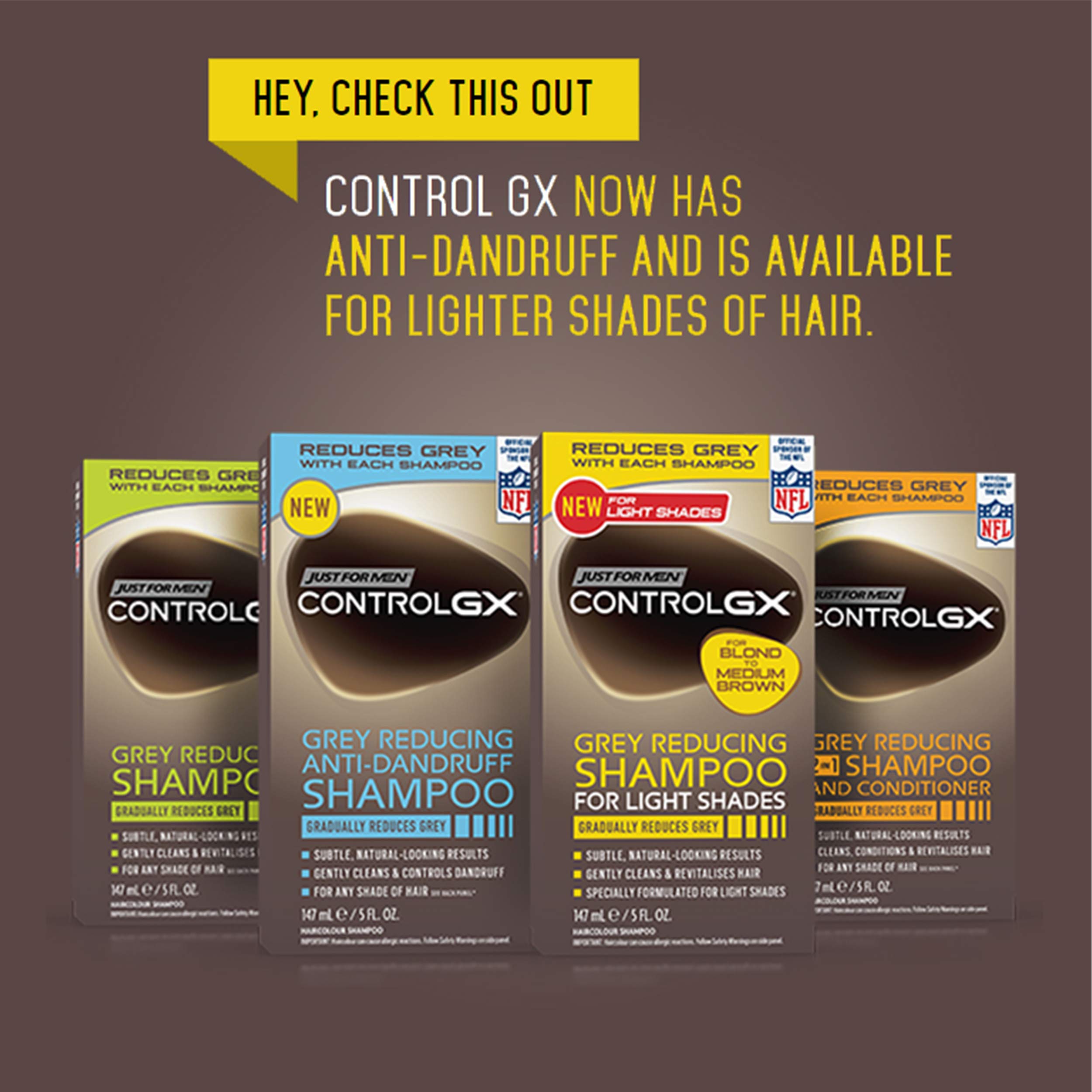 Just for men Control GX, Grey Reducing Shampoo for Grey Hair All Shades, 147 ml Buy Online in