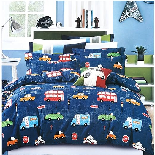 Buy Adasmile A S Boys Bedding Set Queen Size Blue Cars Pattern Toddler Kids Duvet Cover Set Cartoon Modern London City Cars Print 3 Piece No Comforter Included Online At Low Prices In