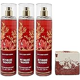 Bath & Body Works Sunrise Woods - Pack of 3- Fine Fragrance Mist With a Cherry On Top Bar Soap.