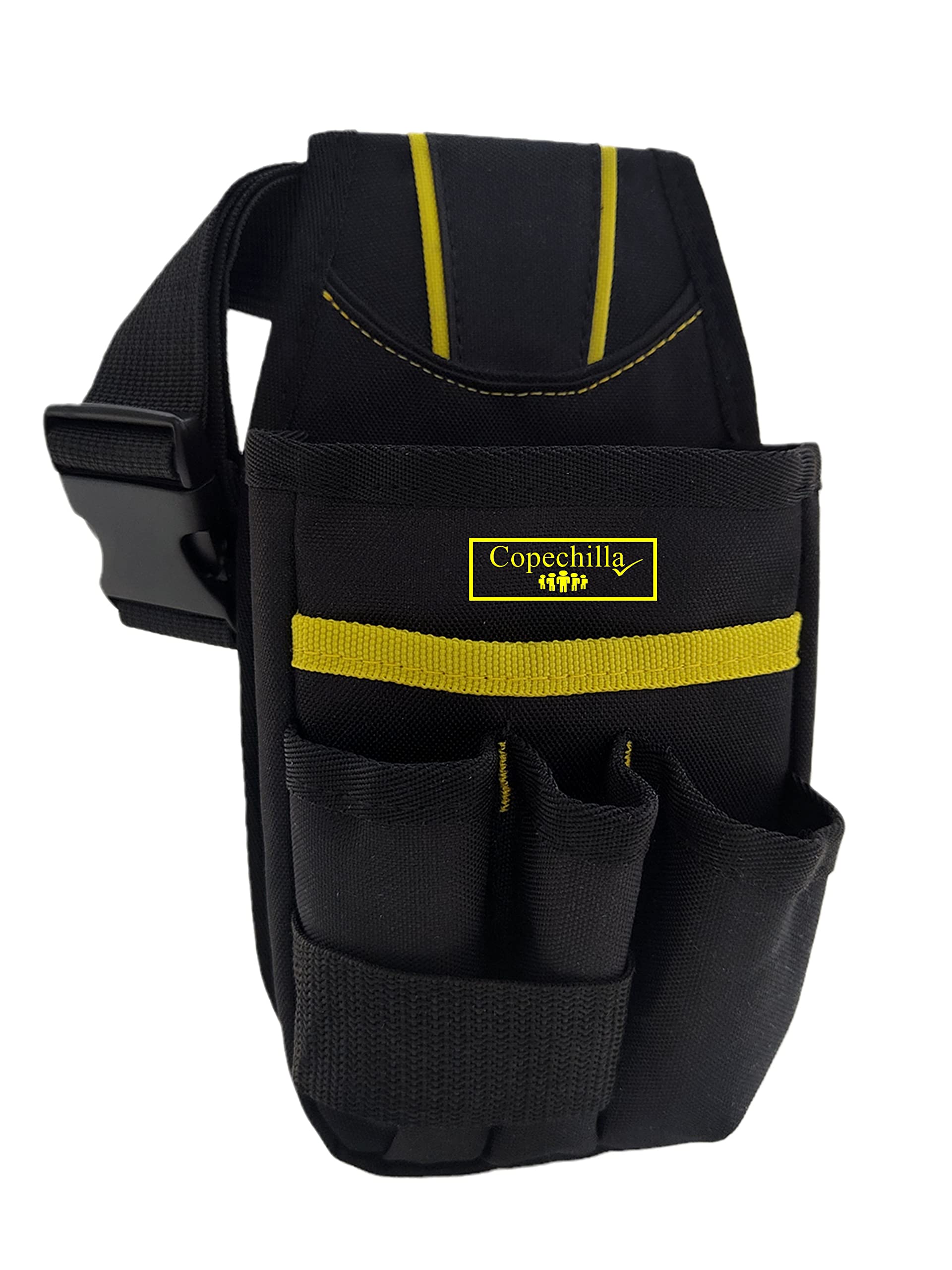 Copechilla Professional Tool Bag Black with belt buckle and adjustable belt,Double-Layer Thick Nylon Material-Strong and wear Resistant,for Professional or Family
