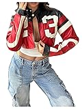 Verdusa Women's Motorcycle Color Block Bomber