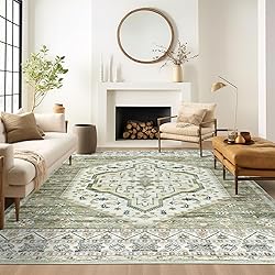 Area Rugs for Living Rooms - 5x7, Boho Non-Slip Low