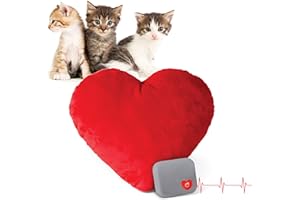 K&H PET Products Mother's Heartbeat Plush Heart Pillow Red Kitten Heartbeat Rhythm 6 Inches, 1 Count (Pack of 1), 100542367